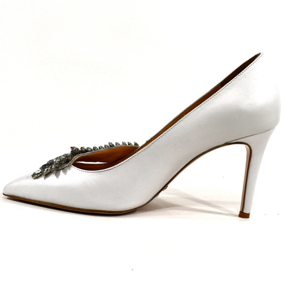 ALESSANDRO DI MARIA WHITE LEATHER PAMPS - Picture 5 of 8